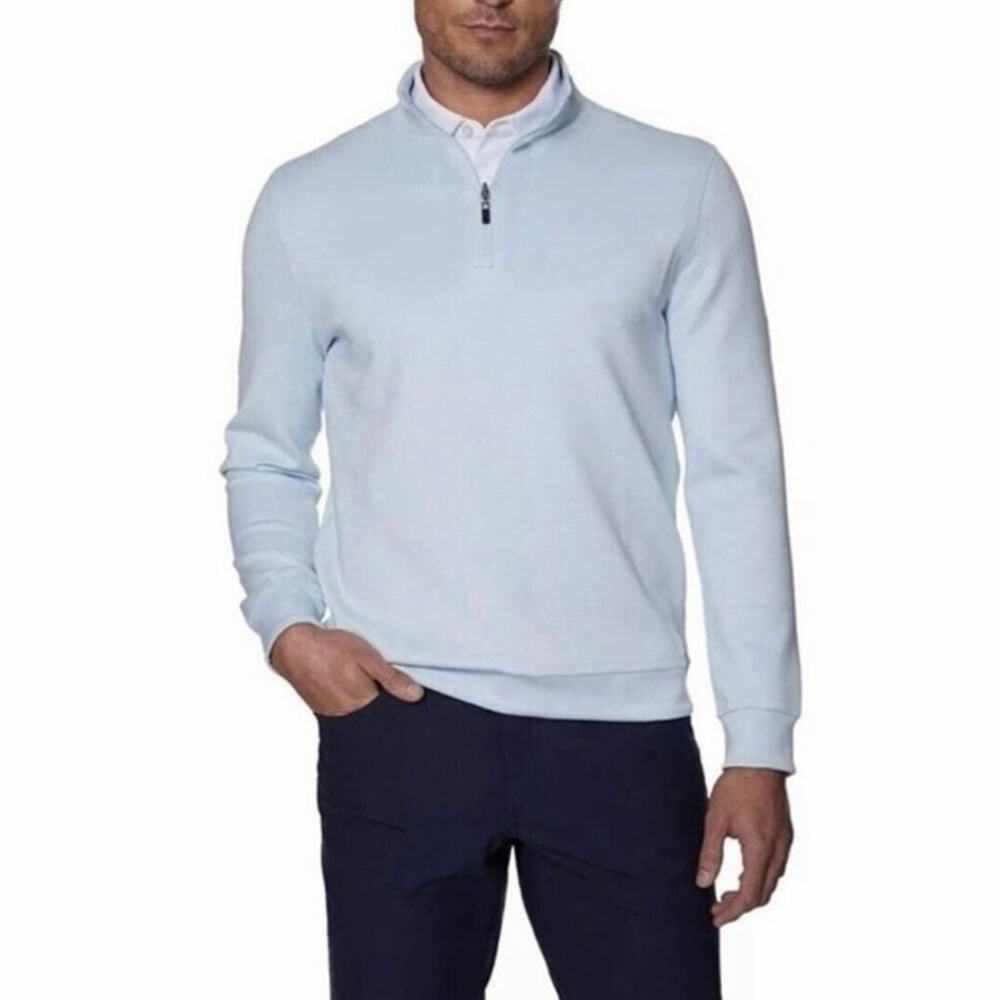 Hickey Freeman Light Blue Quarter Zip Pullover Sweater Men’s Large